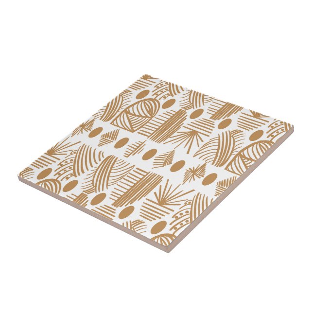 Caribbean Tribal Mudcloth: White, Gold Tile (Side)