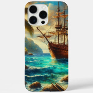 Caribbean/tropical beach ship art iPhone 16 pro max case