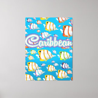 Caribbean tropical fish Travel Poster. Canvas Print