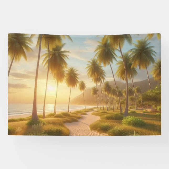 Caribbean/tropical/Hawaiian beach sunset Banner (Horizontal)