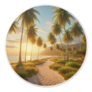Caribbean/tropical/Hawaiian beach sunset Ceramic Knob