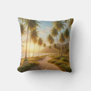 Caribbean/tropical/Hawaiian beach sunset Cushion