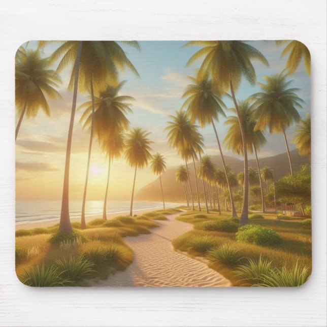 Caribbean/tropical/Hawaiian beach sunset Mouse Mat (Front)