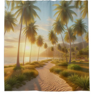 Caribbean/tropical/Hawaiian beach sunset Shower Curtain