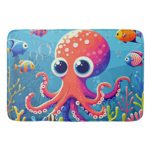 Caribbean/tropical/Hawaiian cute octopus Bath Mat