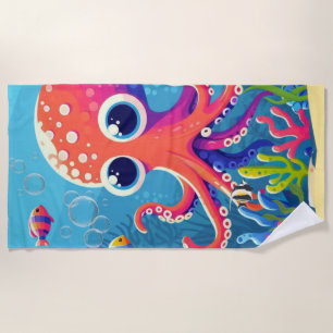 Caribbean/tropical/Hawaiian cute octopus Beach Towel