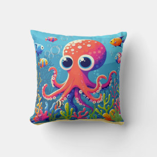 Caribbean/tropical/Hawaiian cute octopus Cushion