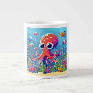 Caribbean/tropical/Hawaiian cute octopus Large Coffee Mug