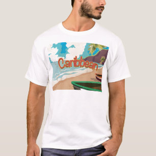 Caribbean Vintage Beach travel poster T-Shirt
