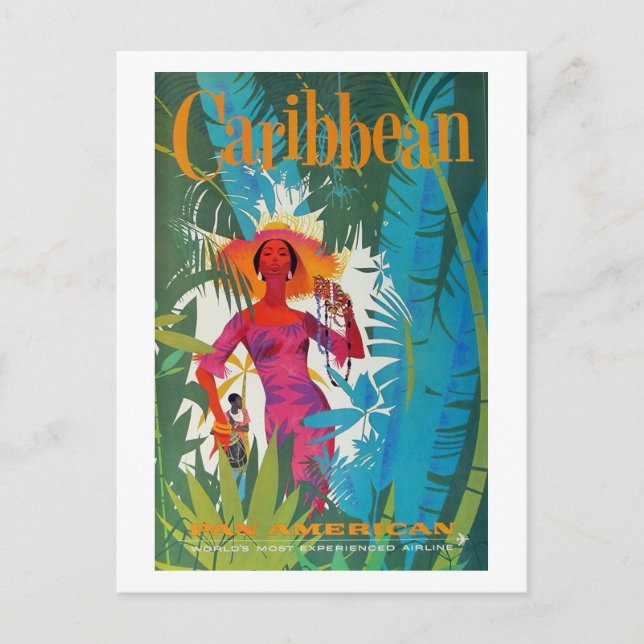 Caribbean Vintage Travel Poster Postcard (Front)