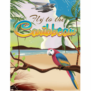 Caribbean Vintage Tropical island Parrot poster Standing Photo Sculpture