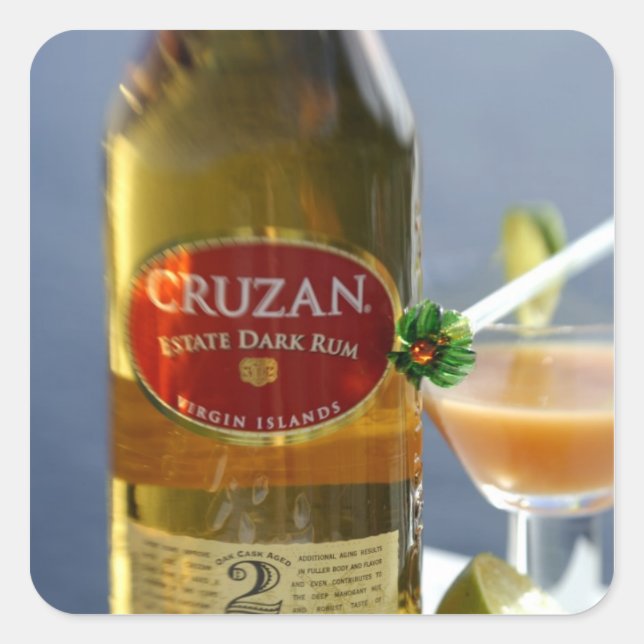 Caribbean, Virgin Islands. Cruzan Estate Dark Square Sticker (Front)