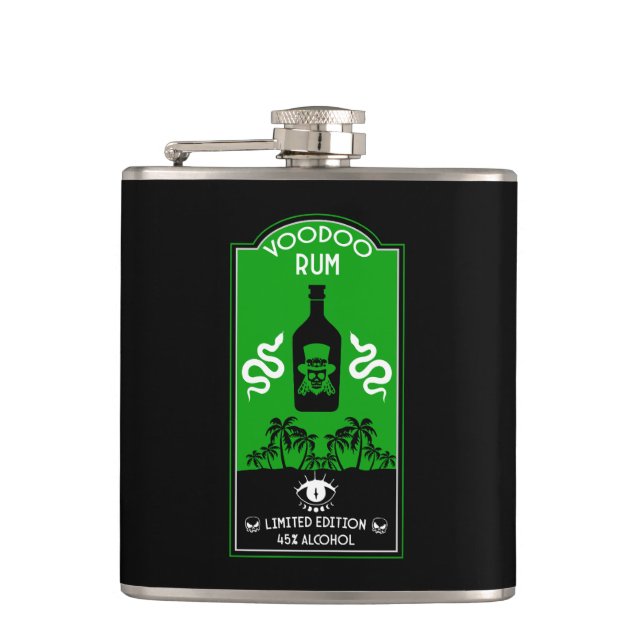 Caribbean Voodoo Rum Hip Flask (Front)
