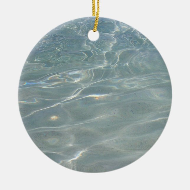 Caribbean Water Abstract Blue Nature Ceramic Tree Decoration (Front)