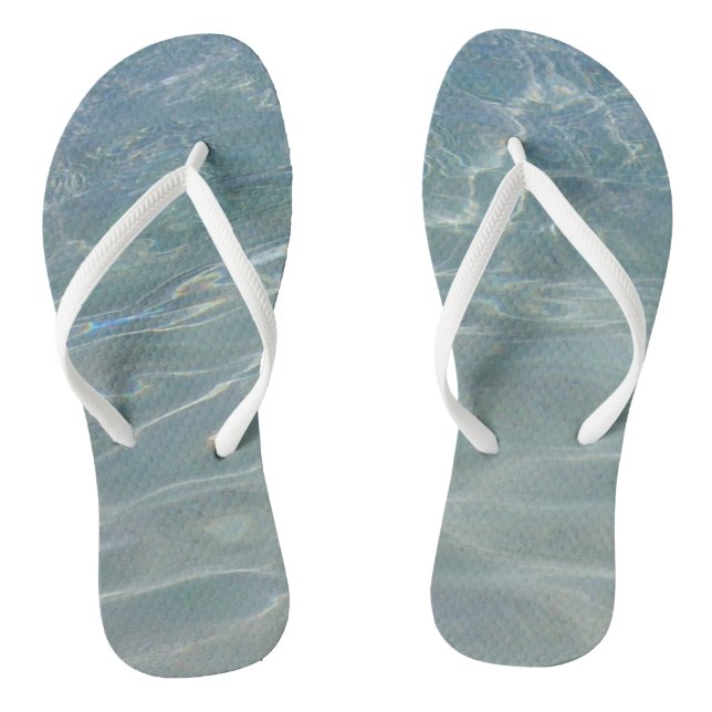 Caribbean Water Abstract Blue Nature Flip Flops (Footbed)