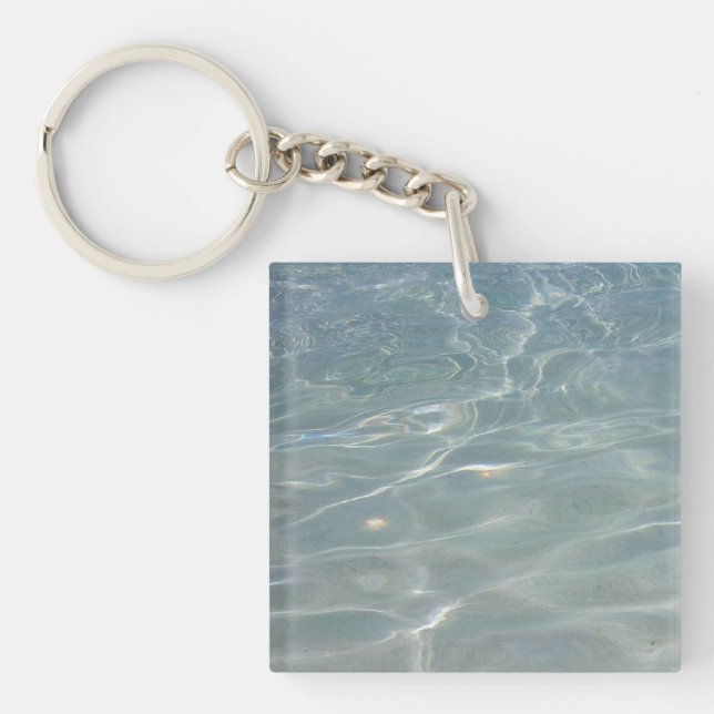 Caribbean Water Abstract Blue Nature Key Ring (Front)