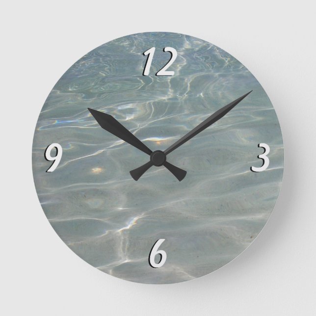 Caribbean Water Abstract Blue Nature Round Clock (Front)