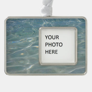 Caribbean Water Abstract Blue Nature Silver Plated Framed Ornament