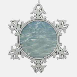 Caribbean Water Abstract Blue Nature Snowflake Pewter Christmas Ornament