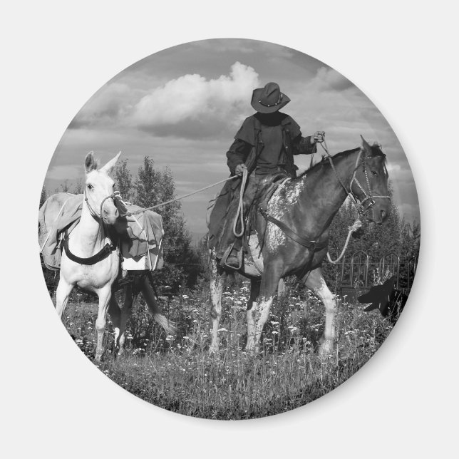 Cariboo Cowboy Horse and Mule Gifts Magnet (Front)