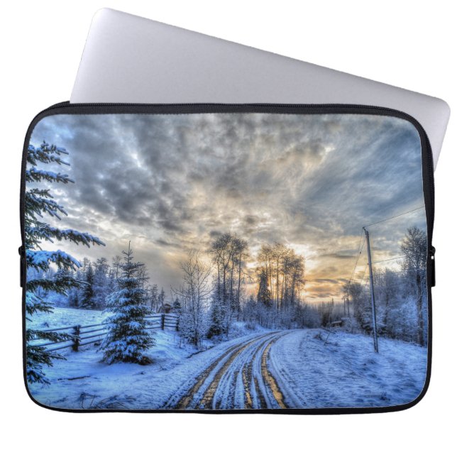 Cariboo Nature Landscape Winter Sunrise Laptop Sleeve (Front)