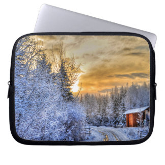 Cariboo Nature Landscape Winter Sunrise Laptop Sleeve