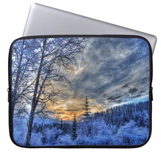 Cariboo Nature Landscape Winter Sunrise Laptop Sleeve (Front)