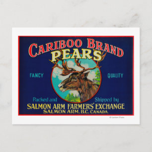 Cariboo Pear LabelCanada Postcard