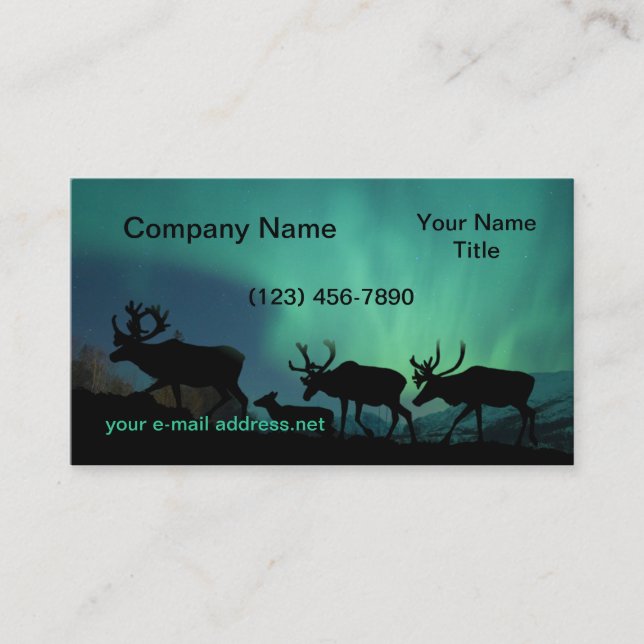 Caribou and Northern Lights Business Card (Front)