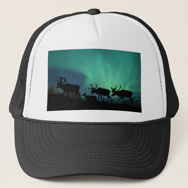Caribou and Northern Lights Trucker Hat (Front)
