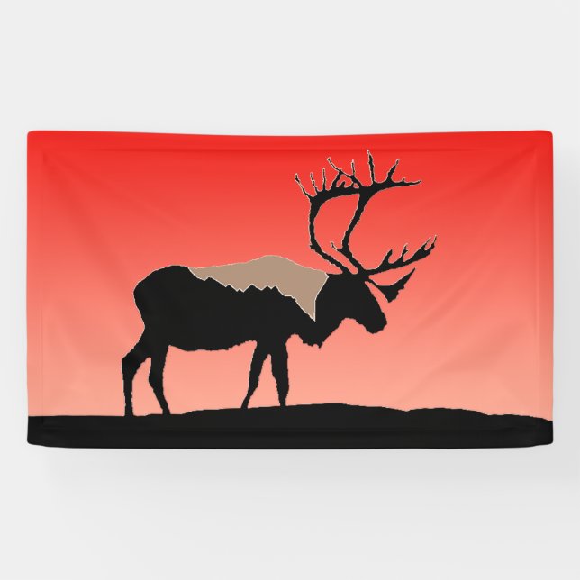 Caribou at Sunset  - Original Wildlife Art Banner (Horizontal)