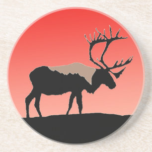 Caribou at Sunset  - Original Wildlife Art Coaster