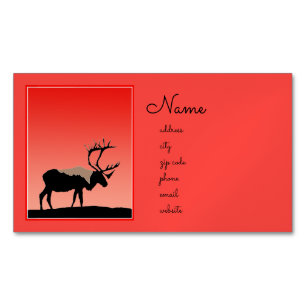 Caribou at Sunset  - Original Wildlife Art Magnetic Business Card