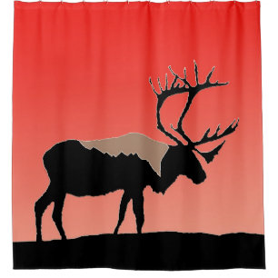 Caribou at Sunset - Original Wildlife Art Shower Curtain
