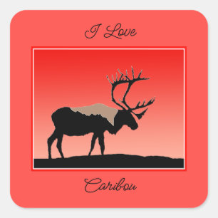 Caribou at Sunset  - Original Wildlife Art Square Sticker
