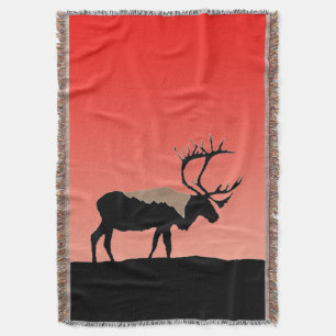 Caribou at Sunset - Original Wildlife Art Throw Blanket