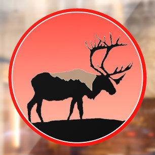 Caribou at Sunset - Original Wildlife Art Window Cling