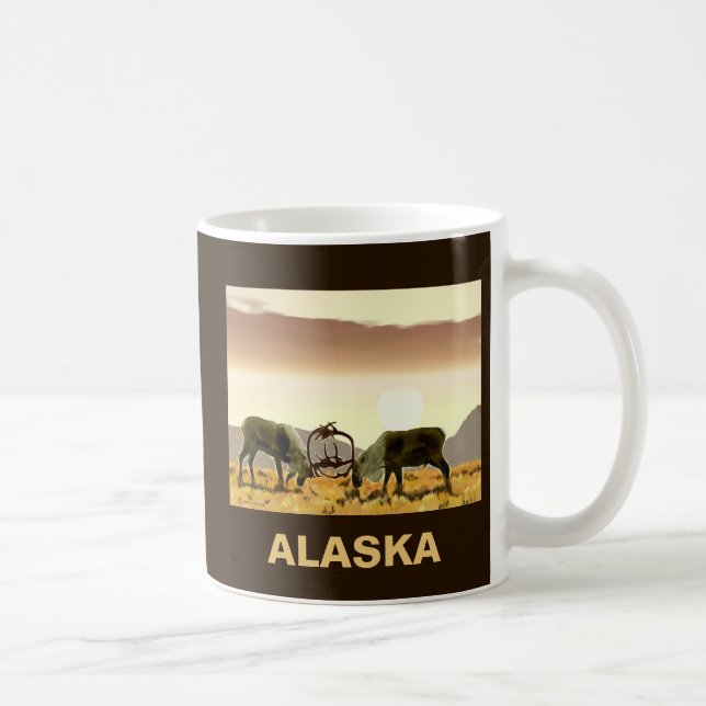 Caribou Duel - Alaska Coffee Mug (Right)