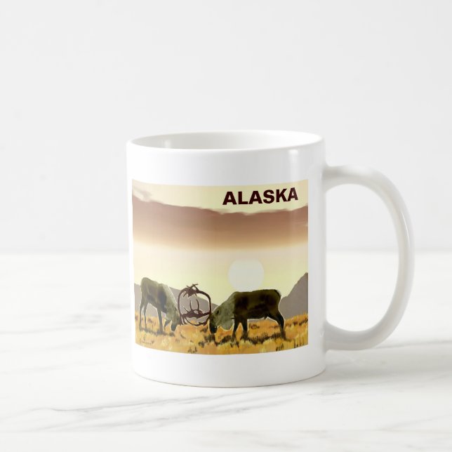 Caribou Duel - Alaska Coffee Mug (Right)