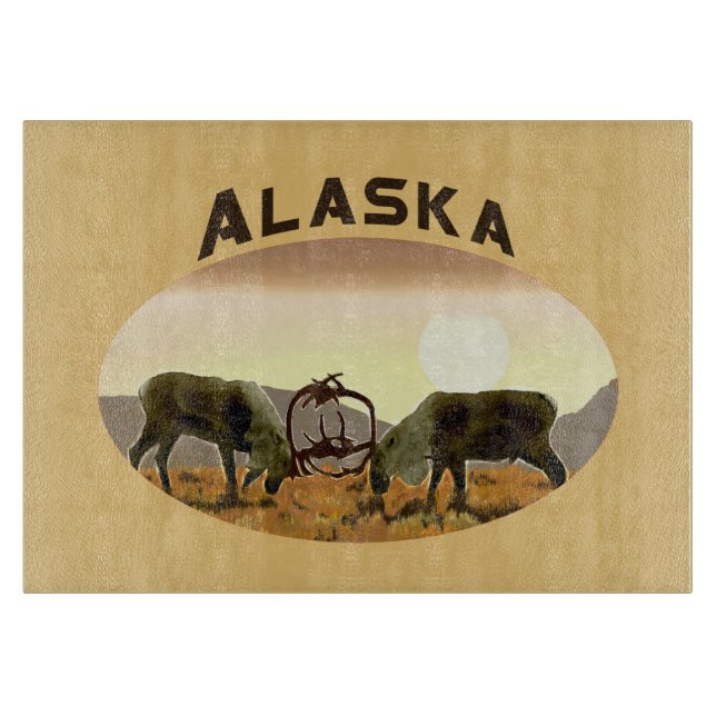 Caribou Duel - Alaska Cutting Board (Front)