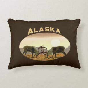 Caribou Duel - Alaska Decorative Cushion