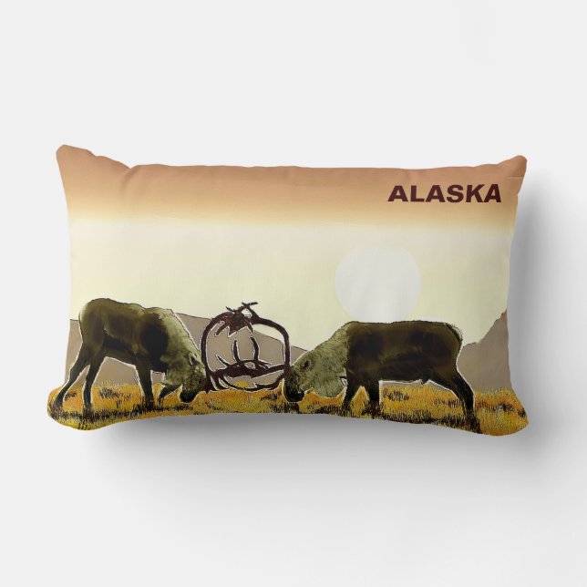 Caribou Duel - Alaska Lumbar Cushion (Front)