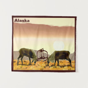 Caribou Duel - Alaska Tapestry