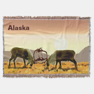 Caribou Duel - Alaska Throw Blanket