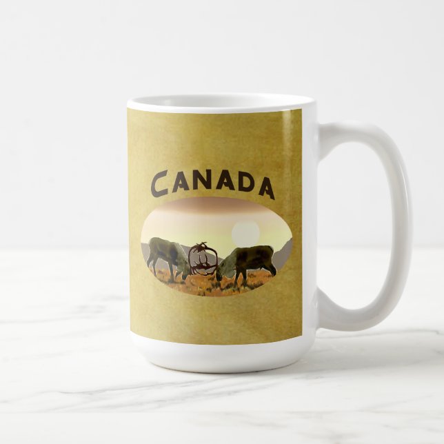 Caribou Duel - Canada Coffee Mug (Right)