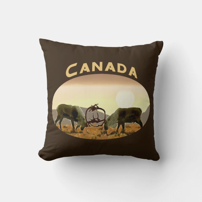 Caribou Duel - Canada Cushion (Front)
