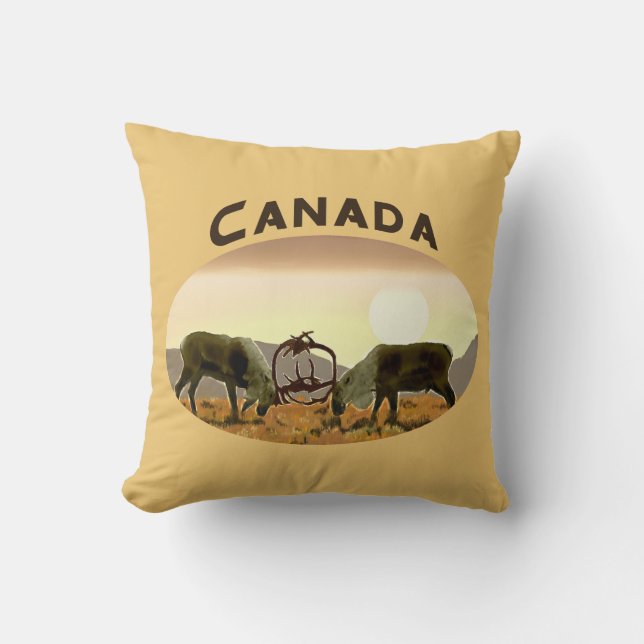 Caribou Duel - Canada Cushion (Front)