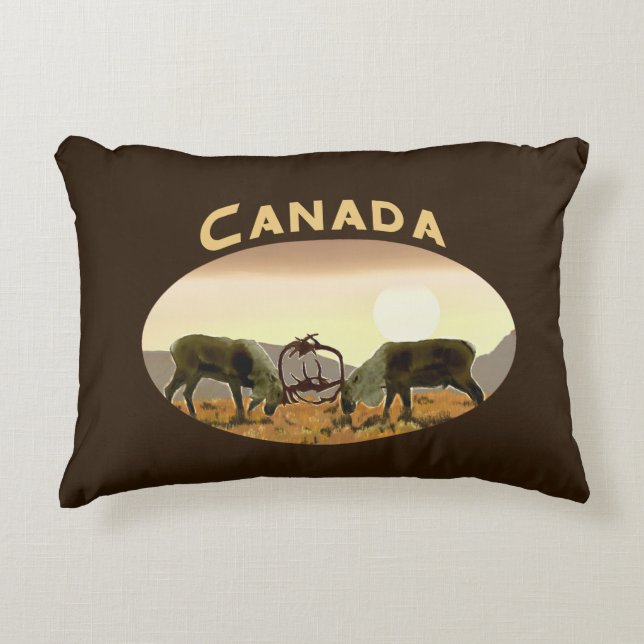 Caribou Duel - Canada Decorative Cushion (Front)