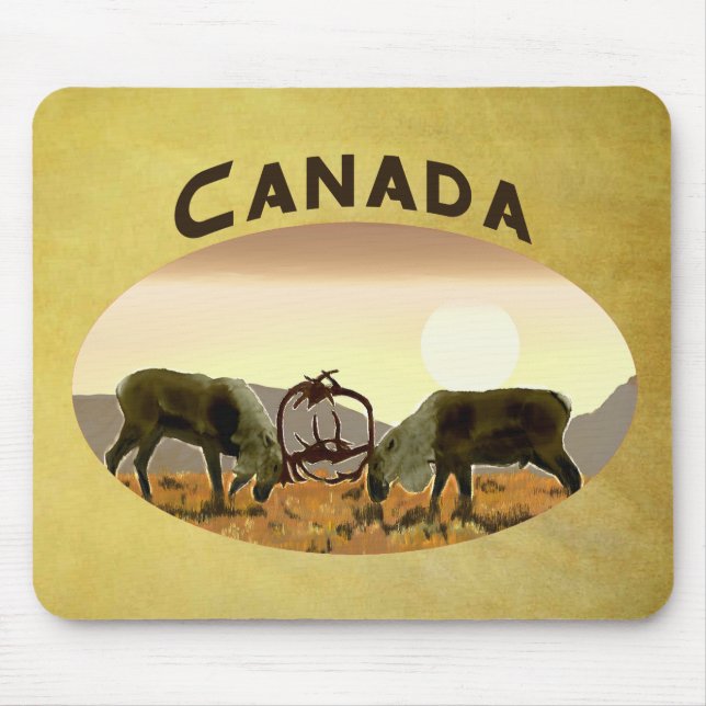 Caribou Duel - Canada Mouse Mat (Front)