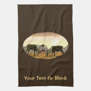 Caribou Duel Tea Towel